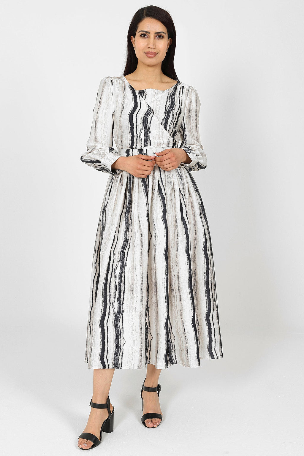 Halima Black and White Stripes Dress