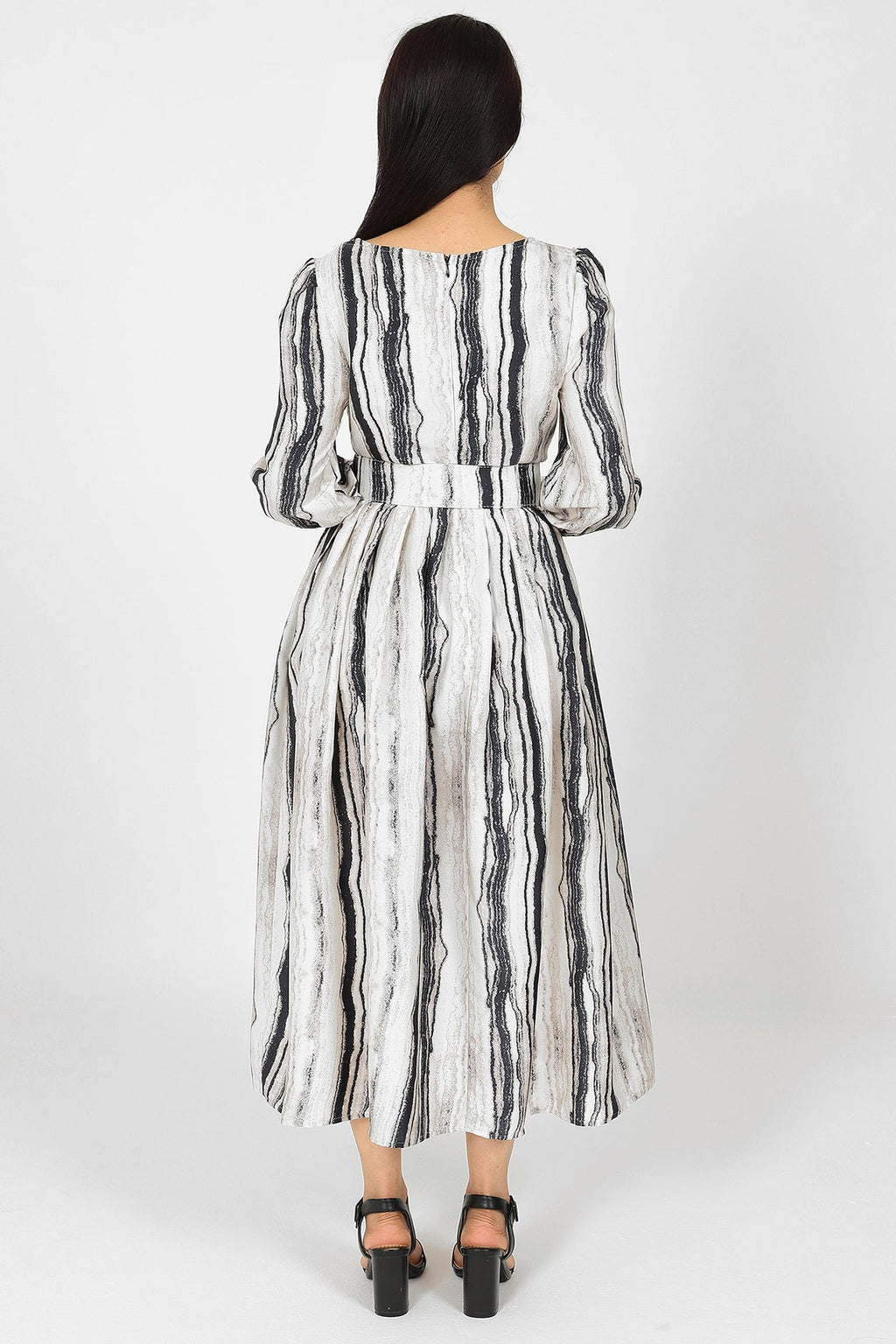 Halima Black and White Stripes Dress