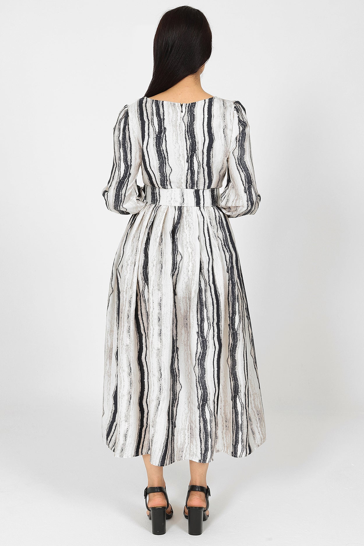 Halima Black and White Stripes Dress