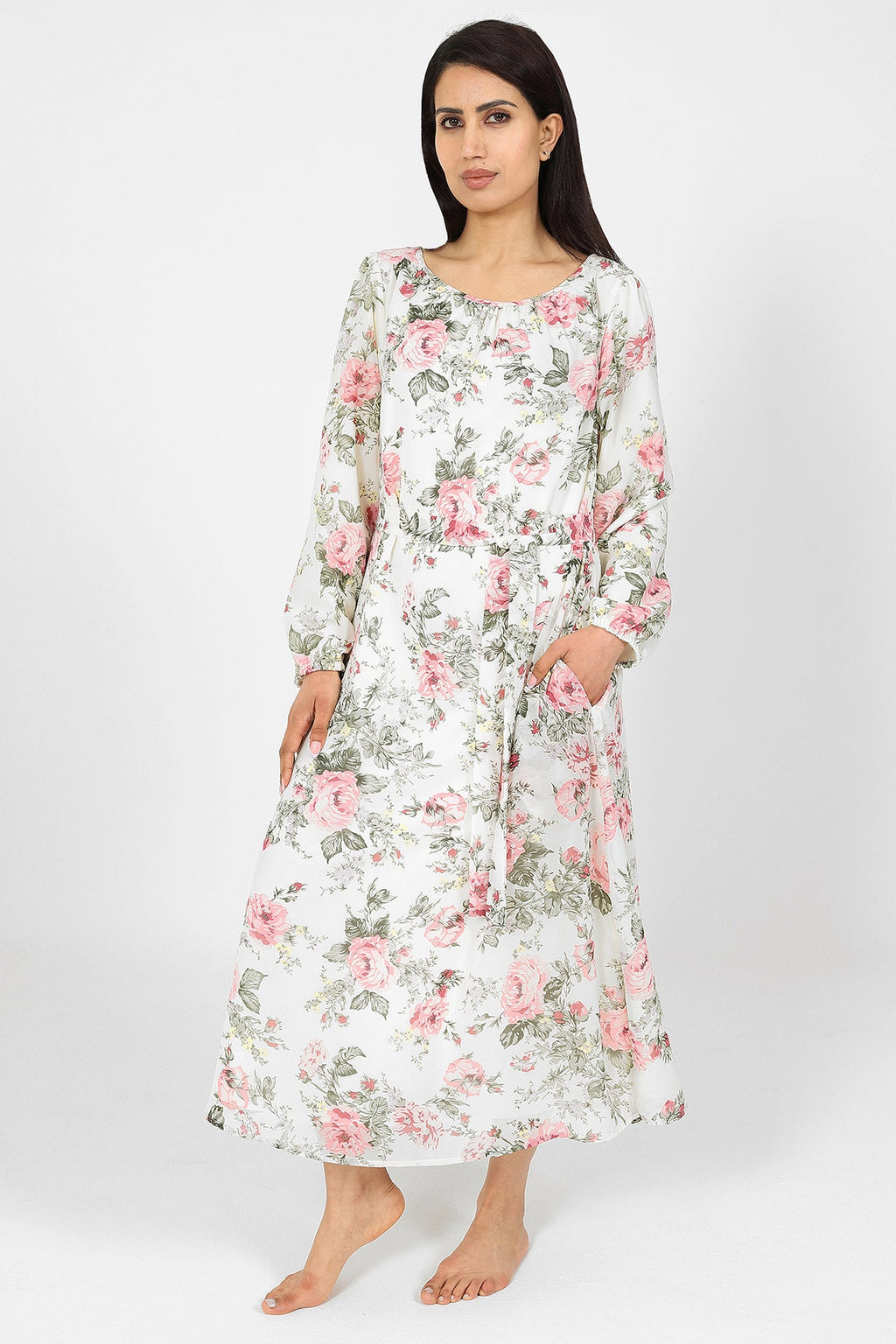 Humayra Cream Floral Dress