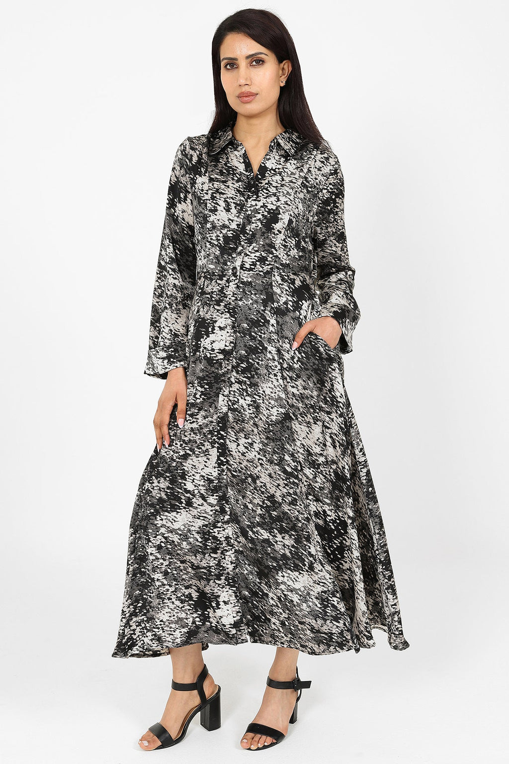 Maryam Grey & White Dress