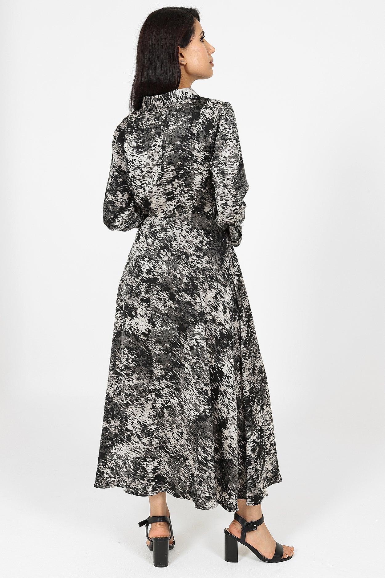 Maryam Grey & White Dress